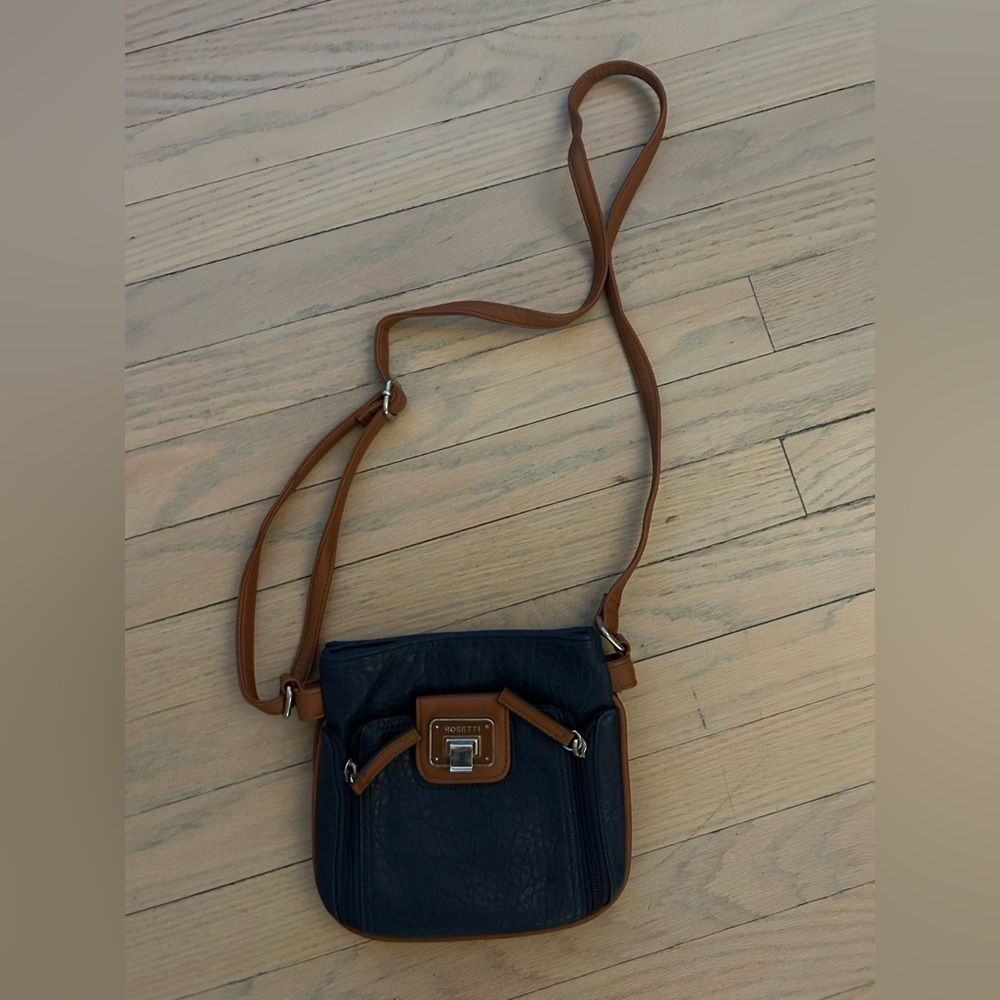 Rosetti Navy and Tan Crossbody Bag